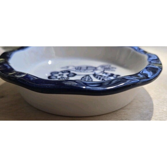 GRÄDINÄ Saucer Fluted Tartlet Blue White Bird With Flowers 5" Small Shallow Bowl - Picture 4 of 7